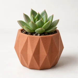 Terracotta 3D-printed geometric mini planter